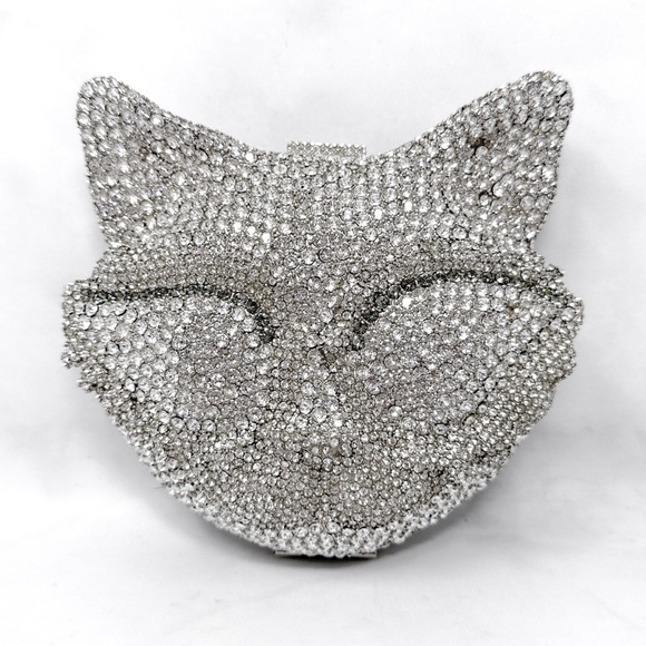 Roger Vivier Handbags - Roger Vivier Swarovski Crystal Embellished Fox Evening Clutch Purse Bag Rare Cat
